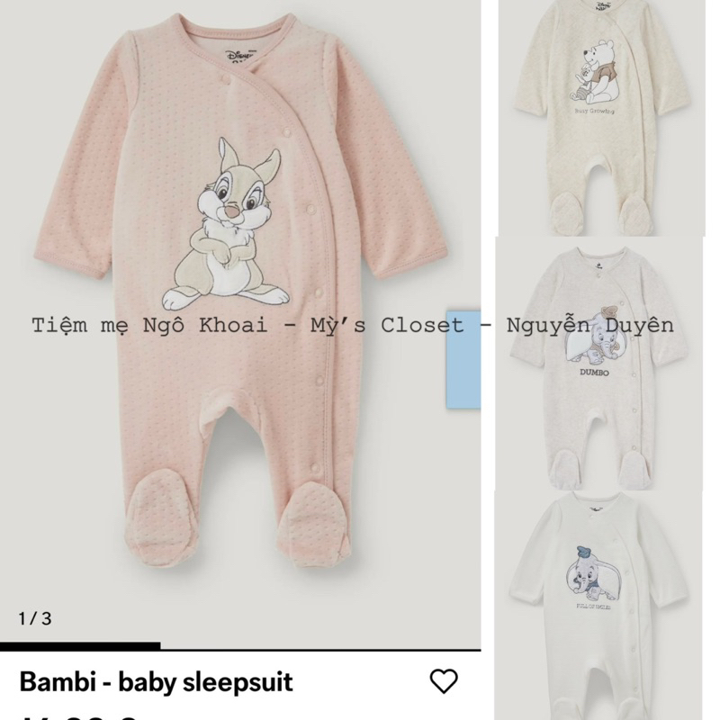 [MD74] C&A Newborn/1M Sleep suit nỉ nhung ấm áp cho bé