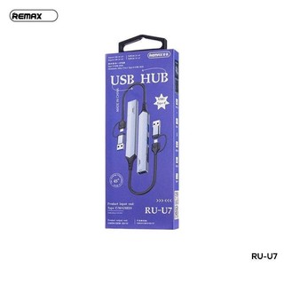 Bộ chia cổng Remax RU-U7 từ USB / Type-C sang SD + TF + USB 3.0 + 2 x USB 2.0 (Xám) - Hãng phân phối