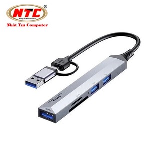 Bộ chia cổng Remax RU-U7 từ USB / Type-C sang SD + TF + USB 3.0 + 2 x USB 2.0 (Xám) - Hãng phân phối