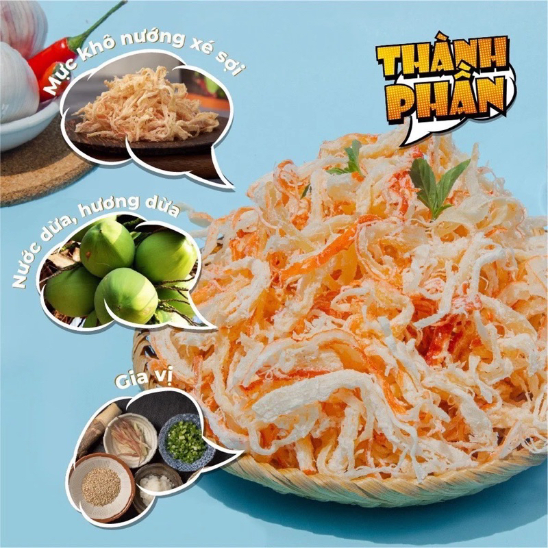 Mực sợi hấp nước dừa - Hũ 500g