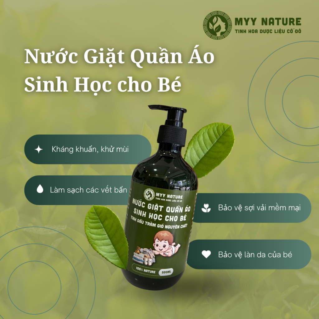 Nước Giặt Sinh Học Myy Nature 500ml - Đánh Bay Vết Bẩn, Hương Thơm Tự Nhiên, An Toàn Cho Da Em Bé