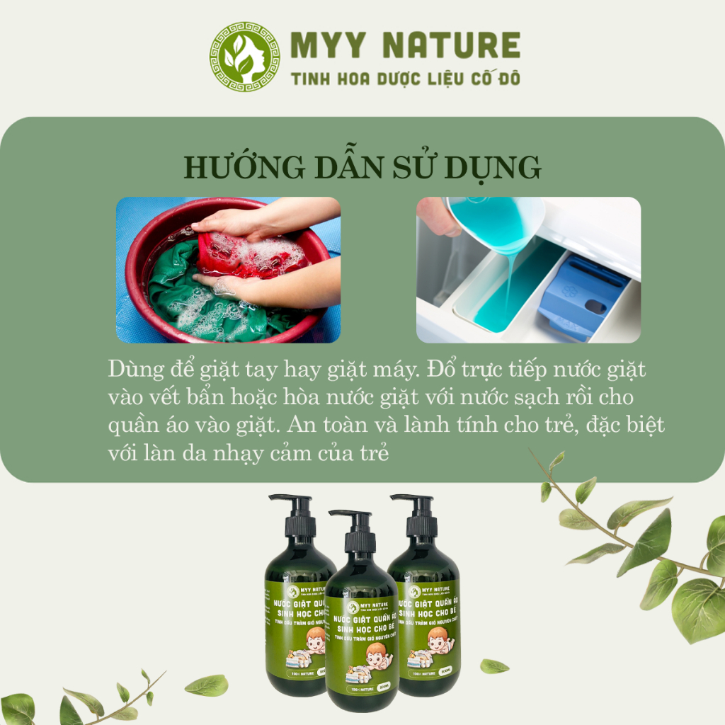 Nước Giặt Sinh Học Myy Nature 500ml - Đánh Bay Vết Bẩn, Hương Thơm Tự Nhiên, An Toàn Cho Da Em Bé