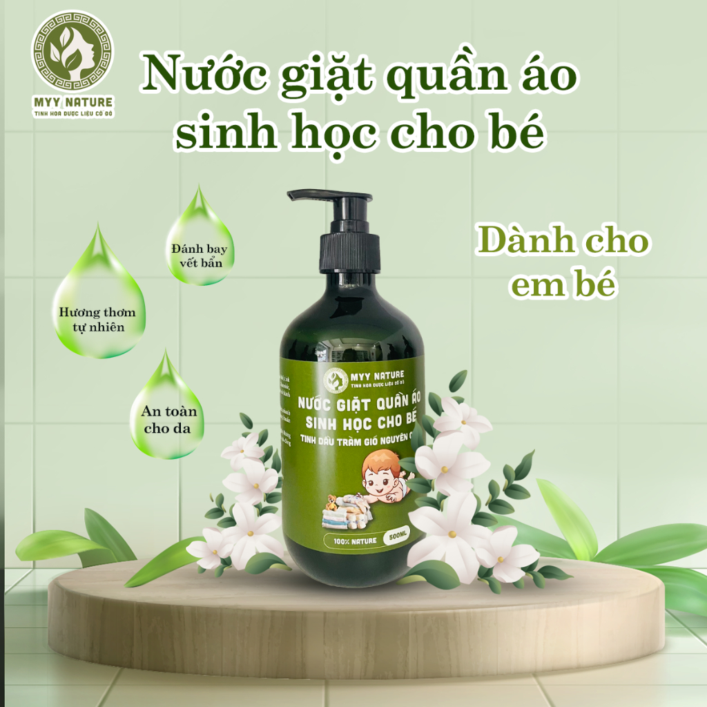 Nước Giặt Sinh Học Myy Nature 500ml - Đánh Bay Vết Bẩn, Hương Thơm Tự Nhiên, An Toàn Cho Da Em Bé
