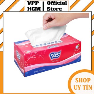 Hộp khăn giấy Pulppy 180 tờ, Khăn giấy lua mịn màng cao cấp