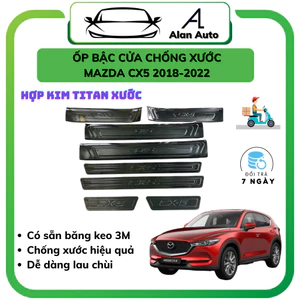 Ốp bậc cửa xe Mazda Cx5 2018-2025, Nẹp bước chân Chất liệu hợp kim Titan, Chống xước chống trơn