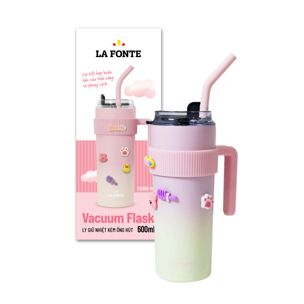 Ảnh Ly giữ nhiệt La Fonte Sticker 600ml Kèm Ống Hút 012294, Chất liệu thép không gỉ (SUS304) 4