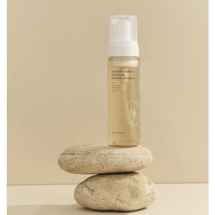 C37_ Sữa Rửa Mặt Tạo Bọt Salmon Caring Centella Bubble Cleanser Heveblue 200ml