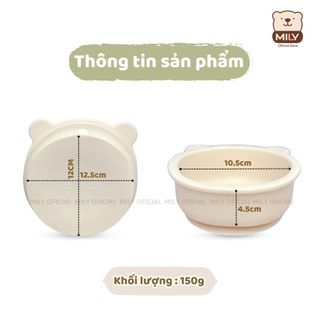 Bát ăn dặm Silicone hình gấu có đế hít chống đổ, chống trượt 300ml