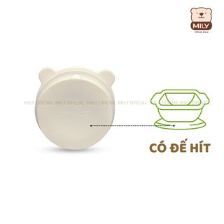 Bát ăn dặm Silicone hình gấu có đế hít chống đổ, chống trượt 300ml