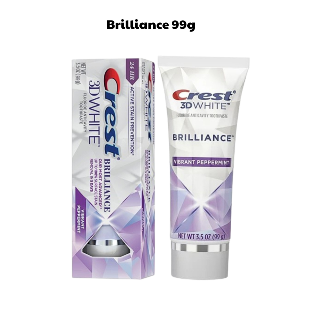 Kem đánh răng Crest 3D White Brilliance Mỹ 99g - Kem đánh răng làm trắng răng và hơi thở thơm mát