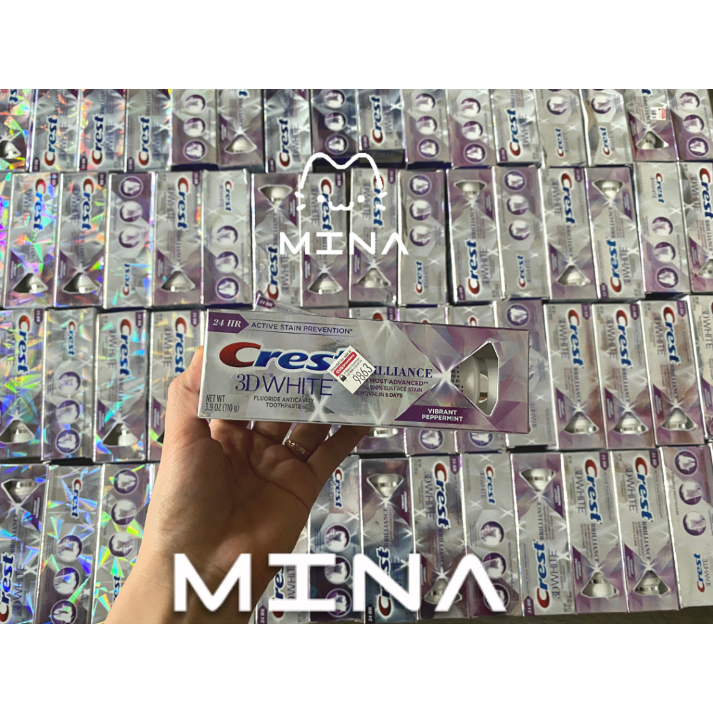 Kem đánh răng Crest 3D White Brilliance Mỹ 99g - Kem đánh răng làm trắng răng và hơi thở thơm mát
