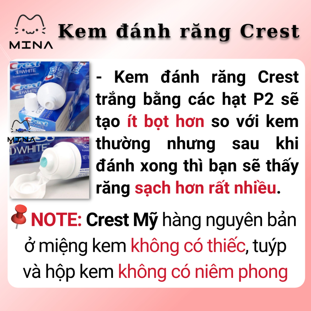 Kem đánh răng Crest 3D White Brilliance Mỹ 99g - Kem đánh răng làm trắng răng và hơi thở thơm mát