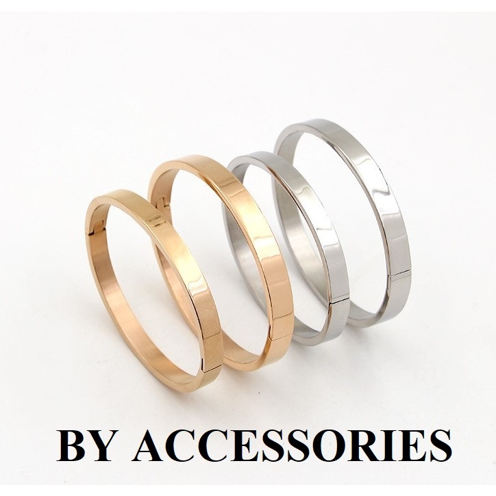 Vòng tay nam nữ unisex titan kiểu trơn form oval mặt phẳng không gỉ CF14 BY ACCESSORIES