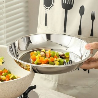Đĩa inox trơn kiểu Hàn Quốc Chubby Chef dùng được trên bếp từ, có phản đường kính 20-28cm