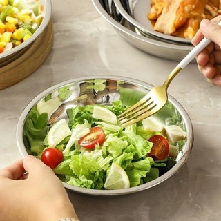 Đĩa inox trơn kiểu Hàn Quốc Chubby Chef dùng được trên bếp từ, có phản đường kính 20-28cm