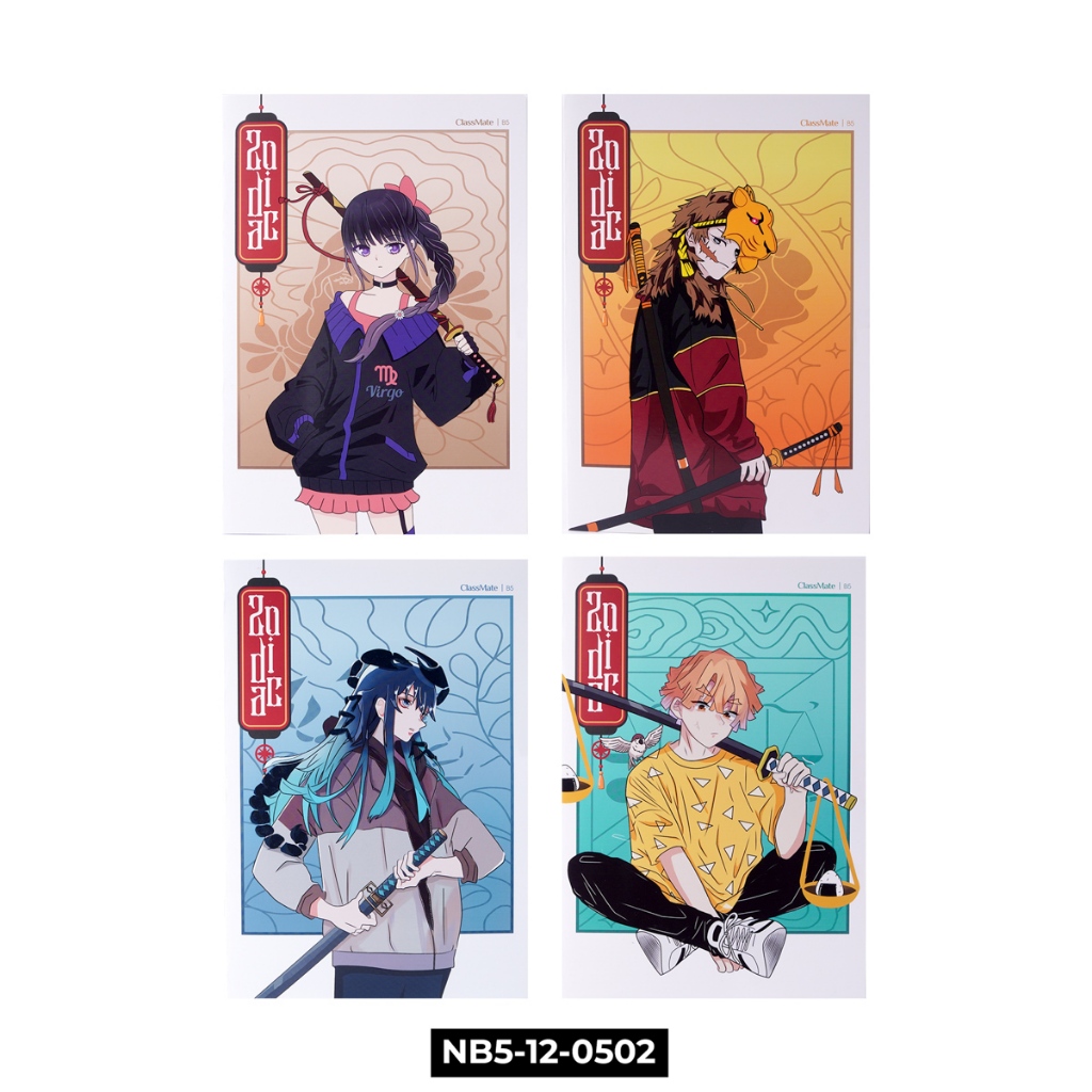 Vở ClassMate Vở Kẻ Ngang 80/120/200 Trang, Vở Viết B5 Thiết Kế Zodiac Bìa Cán Mờ Chống Nước, Dòng Kẻ 2 Màu Chống Lóa Mắt