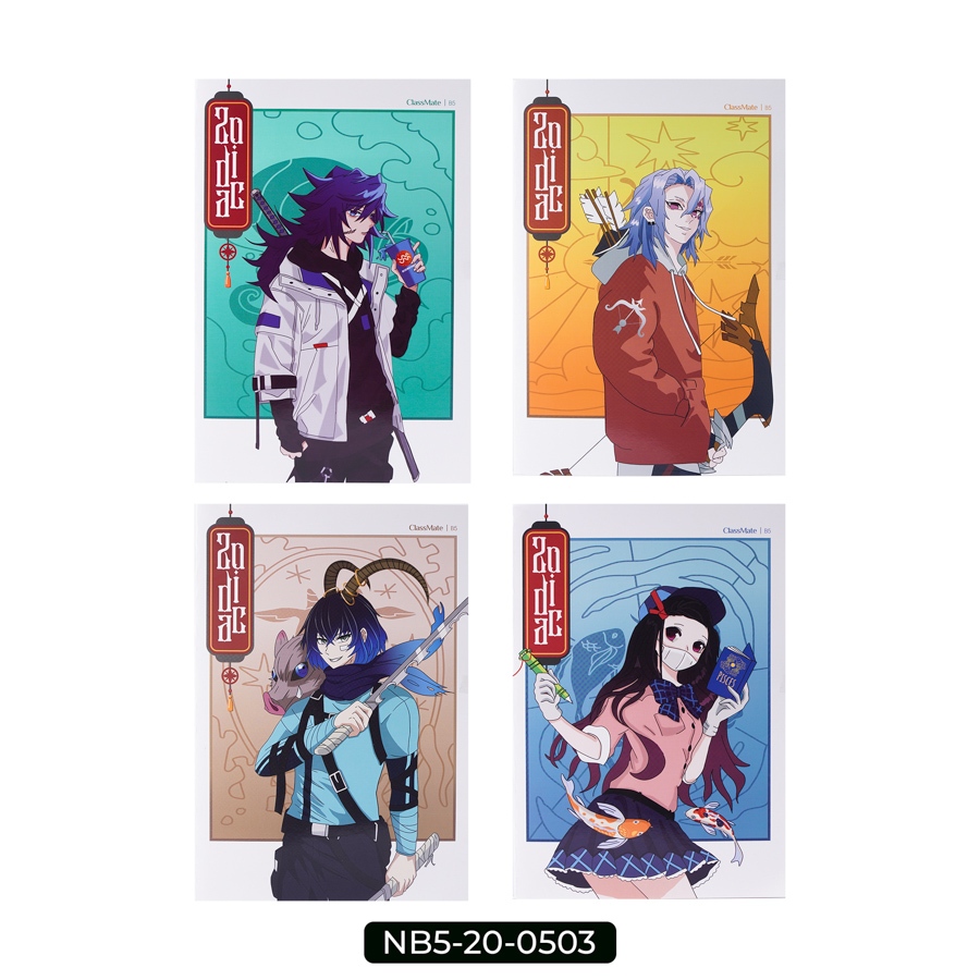 Vở ClassMate Vở Kẻ Ngang 80/120/200 Trang, Vở Viết B5 Thiết Kế Zodiac Bìa Cán Mờ Chống Nước, Dòng Kẻ 2 Màu Chống Lóa Mắt