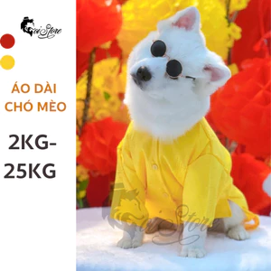 Áo dài Tết chó mèo 1- 25kg gấm in hoa văn thêu