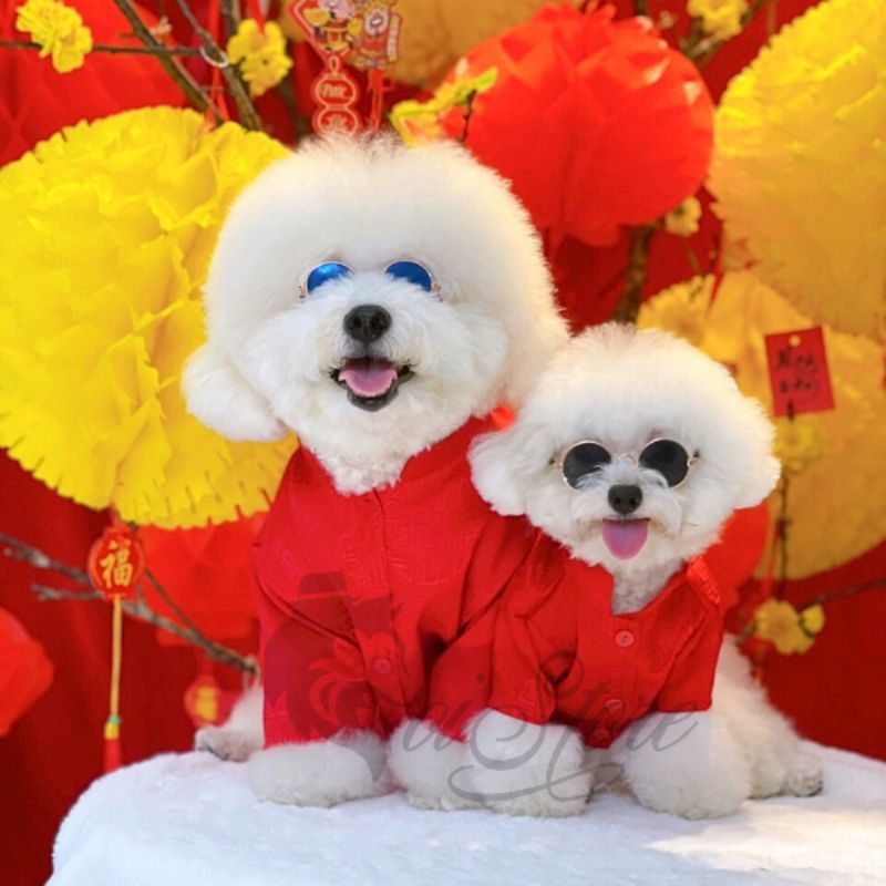 1-25kg áo dài Tết cho pets cưng, chó mèo vải gấm