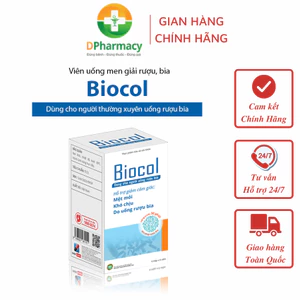 Men giải rượu BIOCOL, giảm mệt mỏi, khó chịu do uống rượu bia, hỗ trợ bảo vệ gan khi uống rượu bia