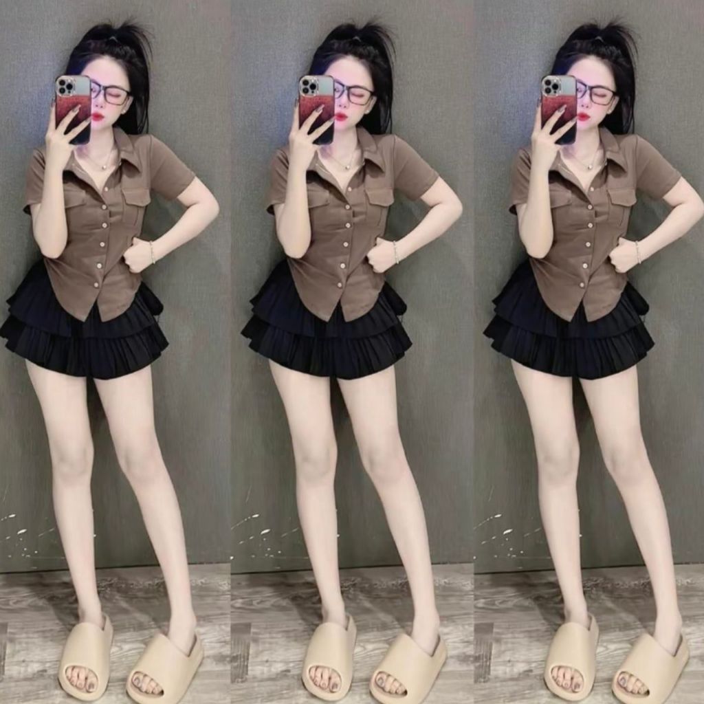Áo Thun Nữ Bigsize Cổ Polo Kiểu Sơ Mi Vải Tăm Lạnh Co Giãn Form Ôm Body Đẹp Dễ Thương ESHOP MS012