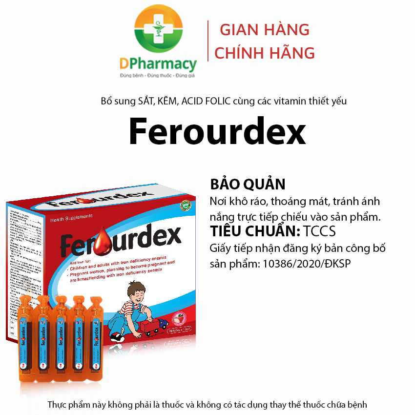 Siro Ferourdex Hỗ trợ bổ sung sắt, acid Folic, vitamin B12, hỗ trợ giảm nguy cơ thiếu máu, dễ uống