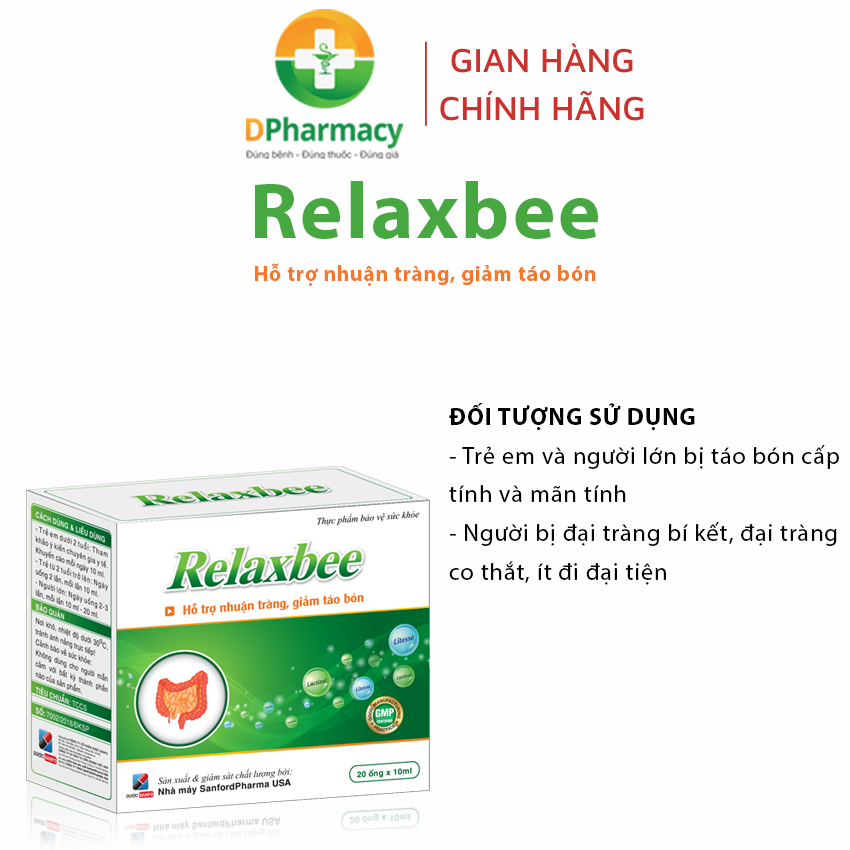 Siro Relaxbee hỗ trợ giúp nhuận tràng, dễ đại tiện, giúp giảm các triệu chứng táo bón