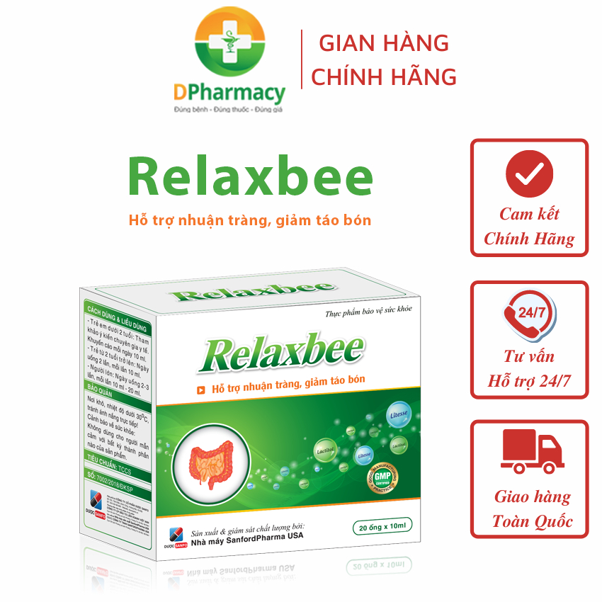 Siro Relaxbee hỗ trợ giúp nhuận tràng, dễ đại tiện, giúp giảm các triệu chứng táo bón