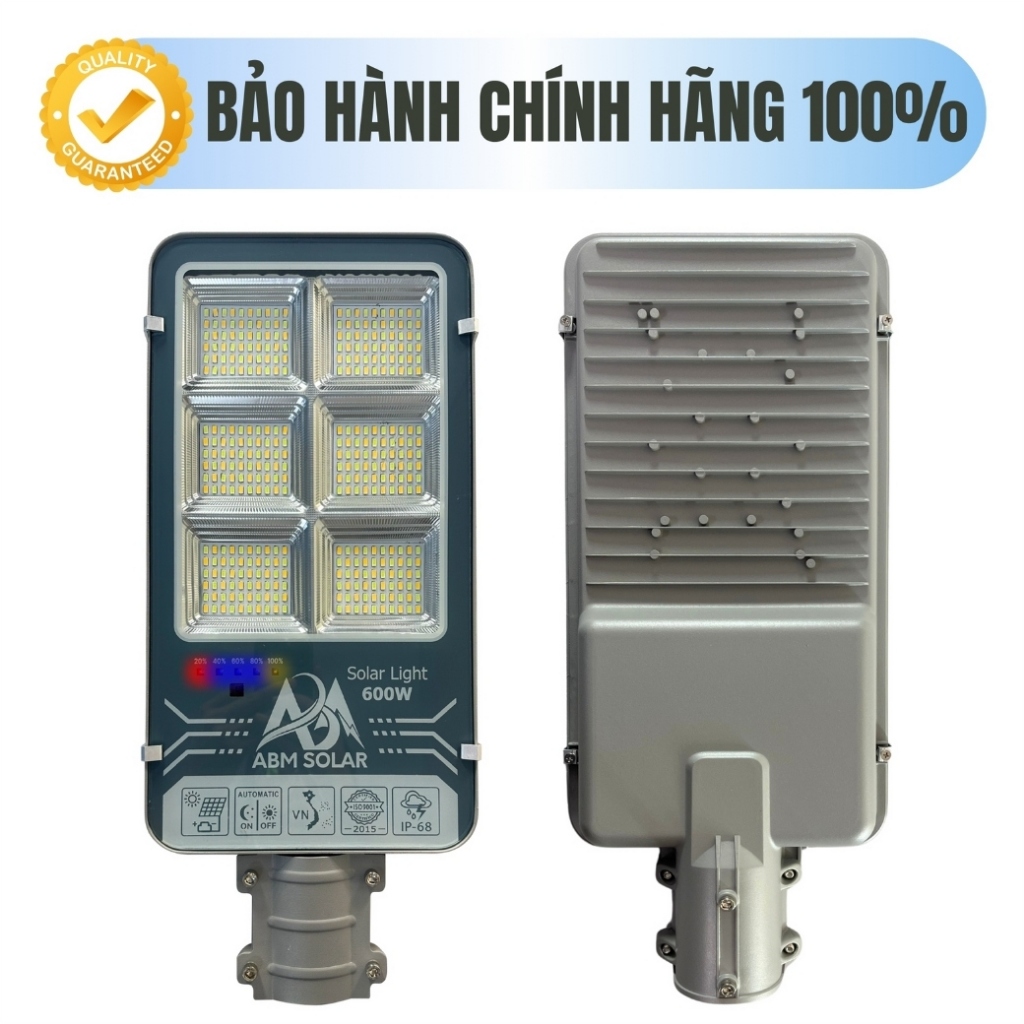 [600W] Đèn Đường Năng Lượng Mặt Trời Chiếu Sáng Đường Phố Sân Vườn, Đổi Màu Ánh Sáng, Vỏ Nhôm - ABM