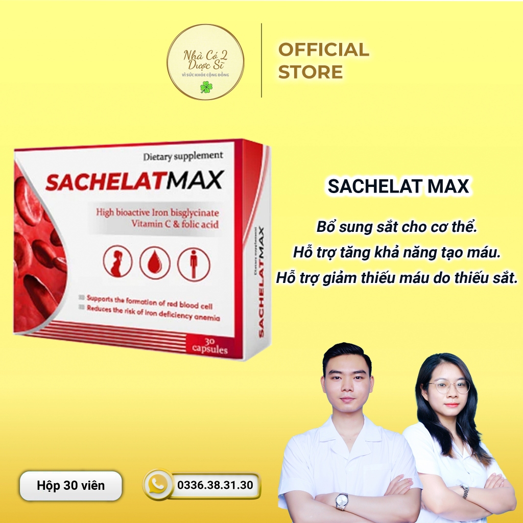 Viên uống Sachelat Max – Sắt hữu cơ từ châu Âu - Bổ sung sắt và vitamin ...