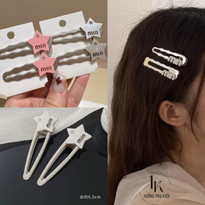 Set 2 Kẹp Tóc Mái Kim Loại Y2K Thời Trang Cho Nữ K55