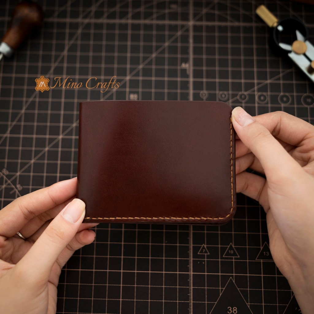 Ví nam thủ công tối giản Minimal Wallet bằng da bò nhập khẩu  - Ví nam Mino Crafts - MÀU NÂU