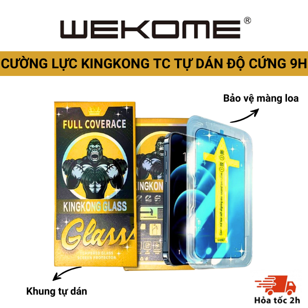 Ảnh Kính cường lực khung tự dán KINGKONG TC độ cứng 9H cực cao, bảo vệ màn hình iphone 11 12 13 14 15 16 promax 1