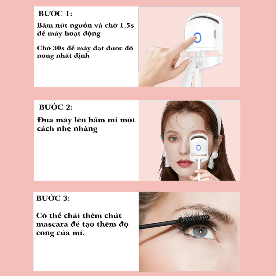 Kẹp Bấm Mi Điện Thông Minh, Máy Uốn Mi Bằng Điện Đa Năng Giúp Mi Cong Lâu Và Nhanh Chóng