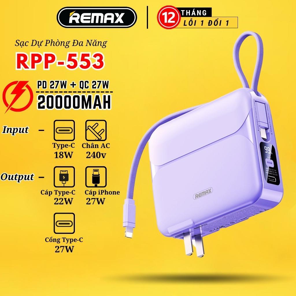Sạc Dự Phòng Đa Năng Kèm Cáp 3in1 20000mAh Remax RPP-553 - Sạc Nhanh ...