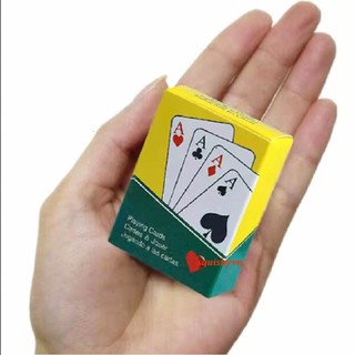 Bộ bài tây mini 52 lá 38x53 mm màu vàng chơi bài tiến lên, xì lát ngày tết cực vui nhộn bài poker bản nhỏ xinh