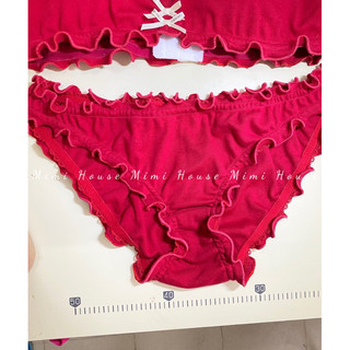 Set đồ lót cotton đỏ viền bèo - handmade by Mimi house
