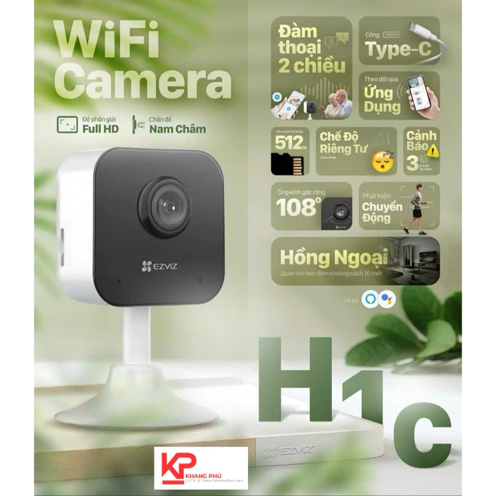 Camera H1C Ezviz 2MP + Thẻ 64GB, camera mini nhỏ gọn, góc rộng, camera wifi trong nhà – 3