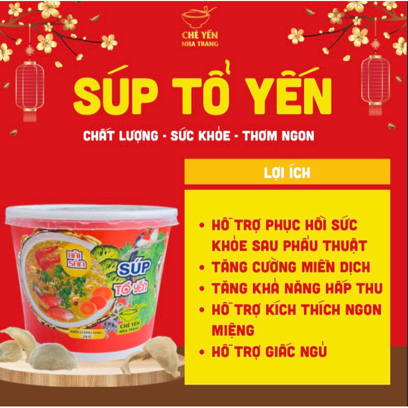 [ MUA 5 TẶNG 1 - CHÍNH HÃNG ] SÚP TỔ YẾN ĂN LIỀN HẢI SẢN YẾN SÀO CAO CẤP 100% SỢI YẾN THẬT
