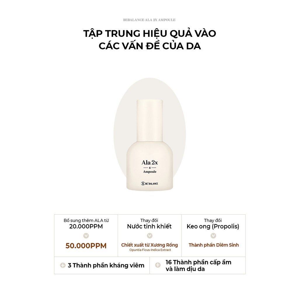 Ala 2X Be' Balance giúp giảm mụn,  phục hồi da yếu, se khít lỗ chân lông Bebalance  - Út store