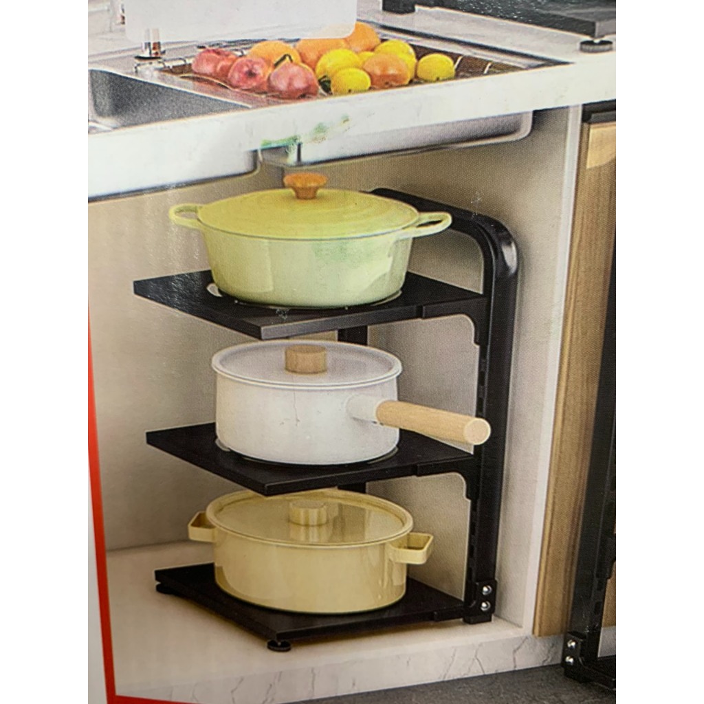 Kệ để xoong nồi nhiều tầng có thể điều chỉnh - Loại 3/4 tầng - Thép các bon chống gỉ - Sơn 5 lớp tĩnh điện