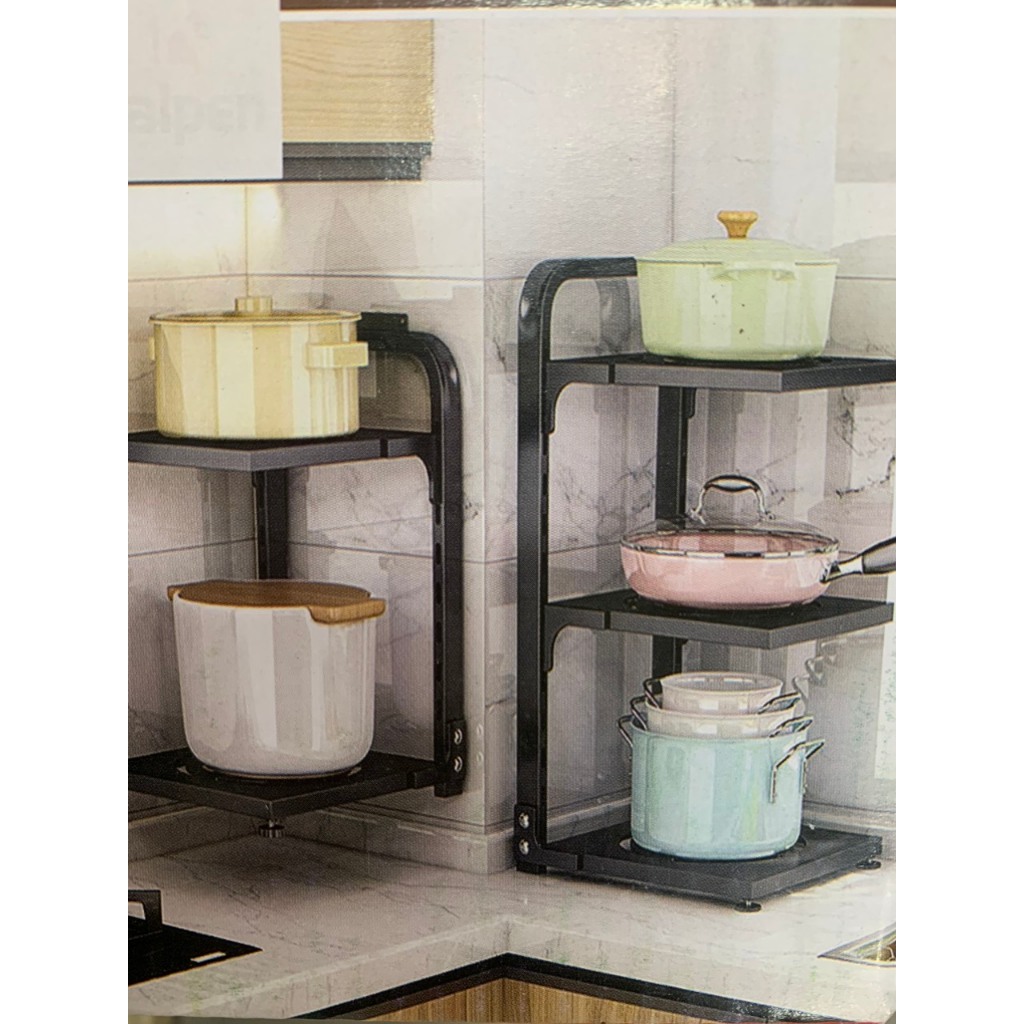 Kệ để xoong nồi nhiều tầng có thể điều chỉnh - Loại 3/4 tầng - Thép các bon chống gỉ - Sơn 5 lớp tĩnh điện