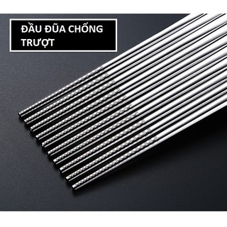 Set 5 Đôi Đũa Inox Chất Lượng Cao 33gr/đôi Có Khắc Laser Chống Trượt