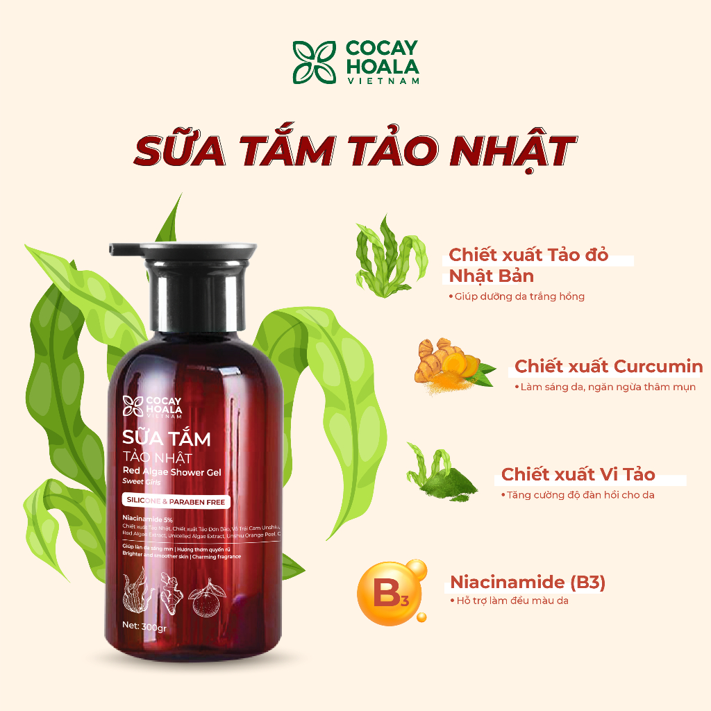 Ảnh Combo Sữa Tắm, Sữa Dưỡng Thể Tảo Nhật Cỏ Cây Hoa Lá Hương Nước Hoa - Dưỡng Trắng Da - 300g 3
