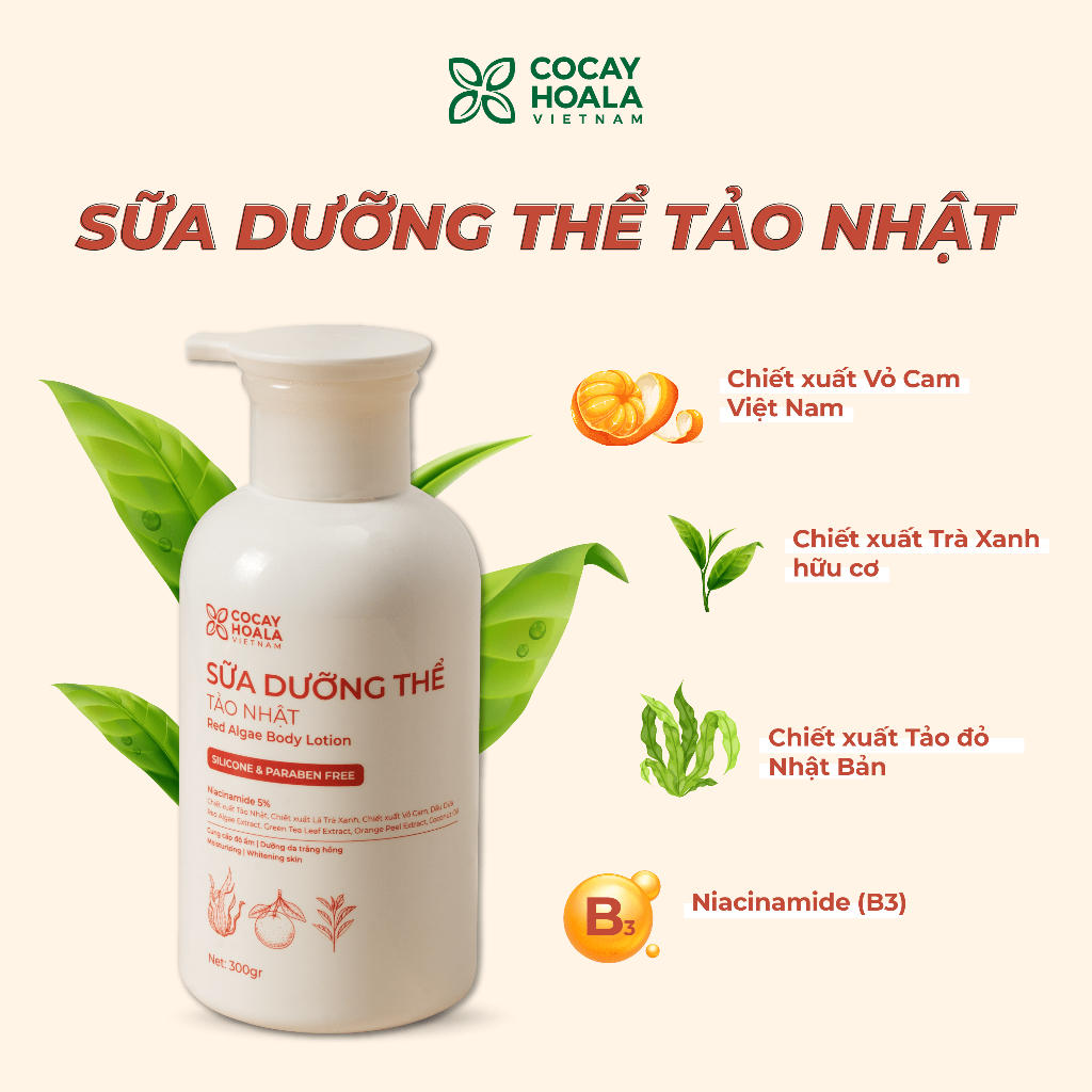 Ảnh Combo Sữa Tắm, Sữa Dưỡng Thể Tảo Nhật Cỏ Cây Hoa Lá Hương Nước Hoa - Dưỡng Trắng Da - 300g 4