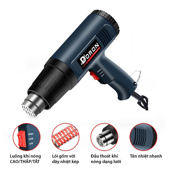 Máy thổi nhiệt, khò nóng màng co 2200W Công suất cao, nóng nhanh