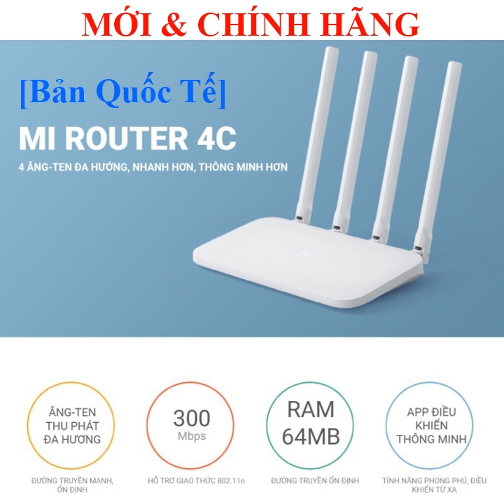 Bộ Phát Wifi Tốc độ 300Mbps Hỗ trợ 64 thiết bị Xiaomi Mi Router 4C Quốc ...