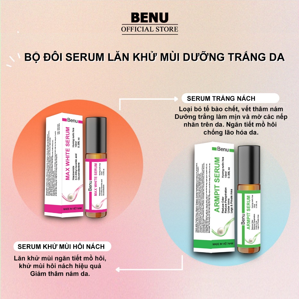 Son Nách BENU Serum Khử mùi hôi nách Lăn nách BENU Lăn Khử Mùi Giảm Thâm Nách Ngăn Tiết Mồ Hôi Trong Vòng 72h