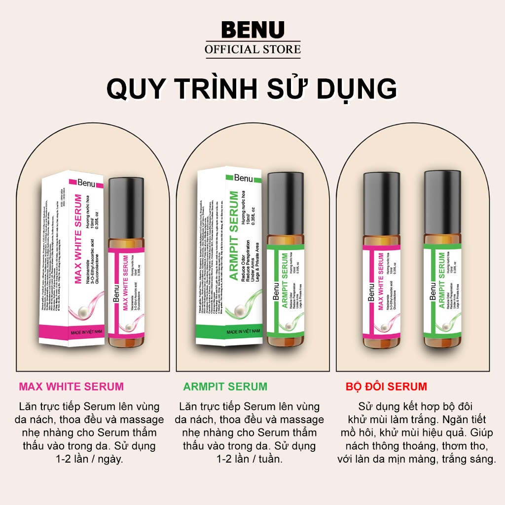 Son Nách BENU Serum Khử mùi hôi nách Lăn nách BENU Lăn Khử Mùi Giảm Thâm Nách Ngăn Tiết Mồ Hôi Trong Vòng 72h