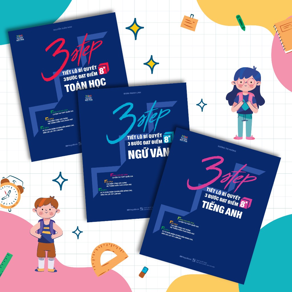 Sách Combo 3 Step – Tiết lộ bí quyết 3 bước đạt điểm 8+ Toán Văn Anh ...